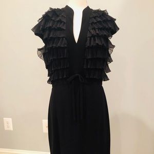 Badgley Mischka  Crepe ruffles cocktail dress